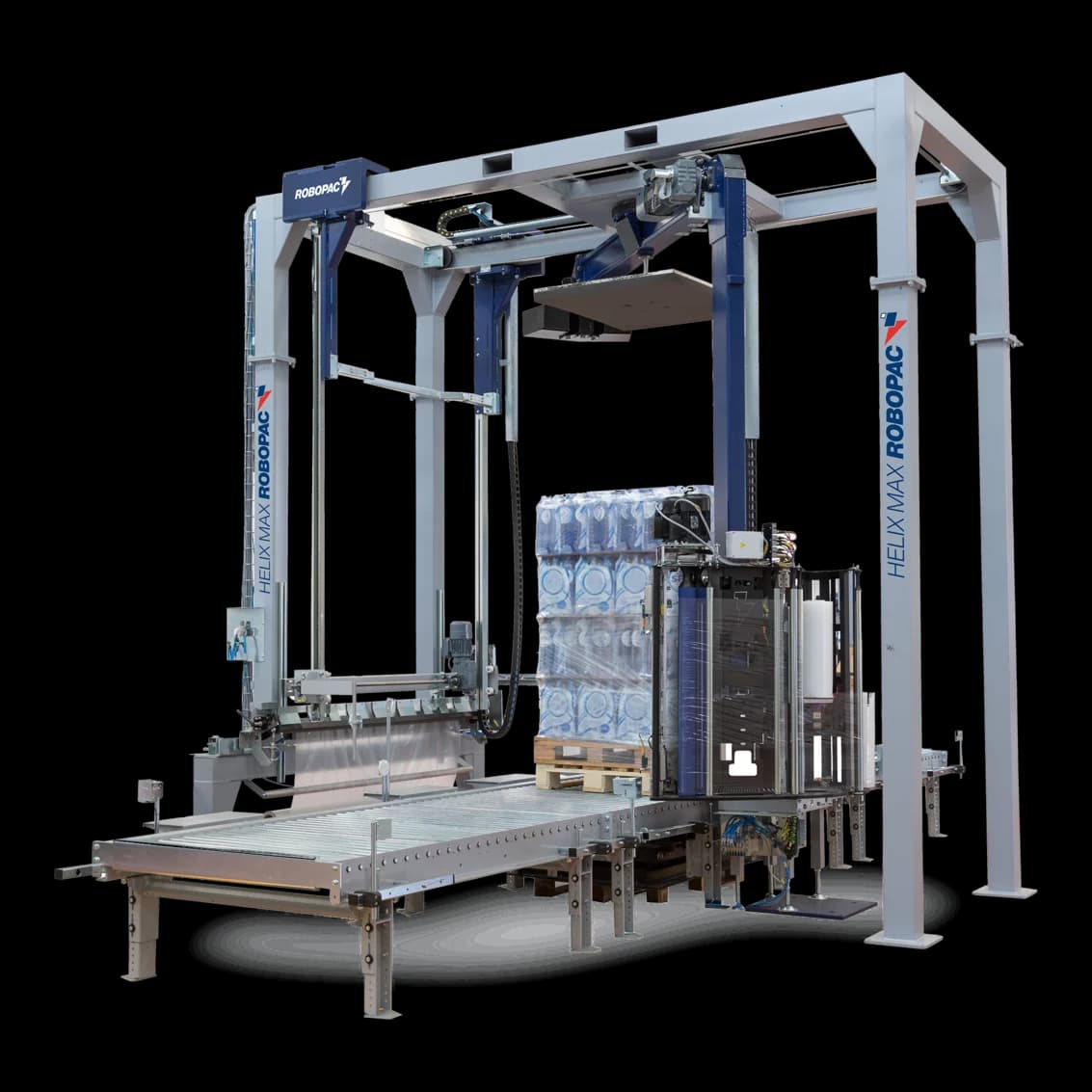 Envolvedora de brazo giratorio completamente automático con dos bobinas.