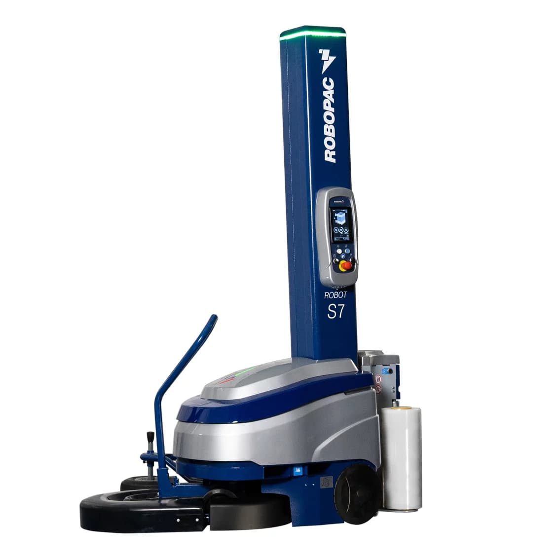 Robot autopropulsado para embalaje con film extensible.